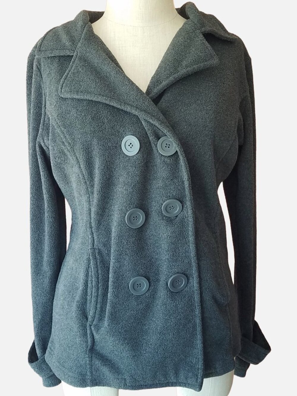 Deb Girls Medium (10-12) Peacoat Coat, Pewter Heather Gray Fleece - M